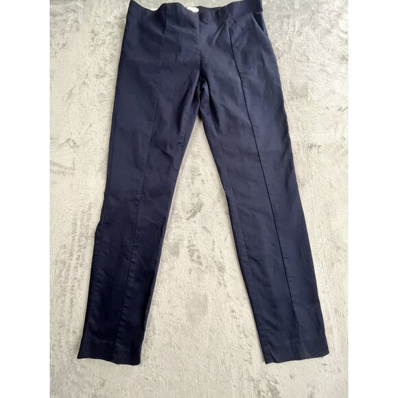 H&M Skinny Pants Womens 14 Navy Blue Super Stretch Ankle Slit High Elasticity - Picture 12 of 16
